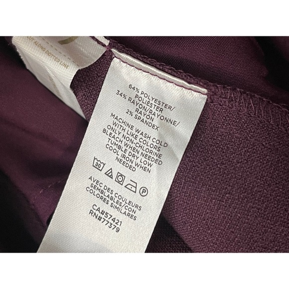 ANN TAYLOR Wide Leg Crop Pants Size 10 Burgundy NEW High Rise Trousers Career - Picture 8 of 11